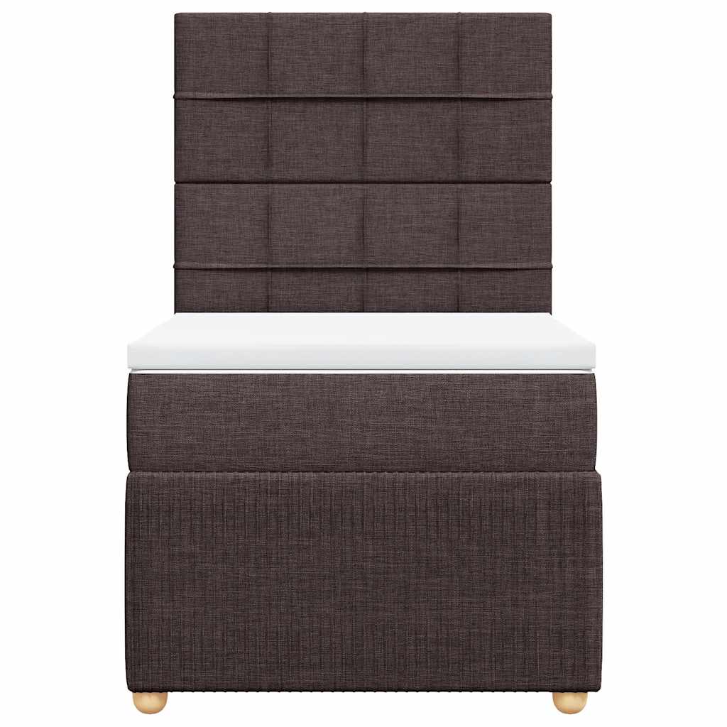 Κρεβάτι Boxspring με Στρώμα Σκούρο Καφέ 80x200 εκ. Υφασμάτινο - Pakobazaar