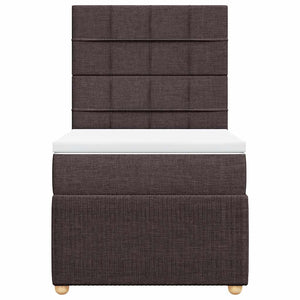 Κρεβάτι Boxspring με Στρώμα Σκούρο Καφέ 80x200 εκ. Υφασμάτινο - Pakobazaar