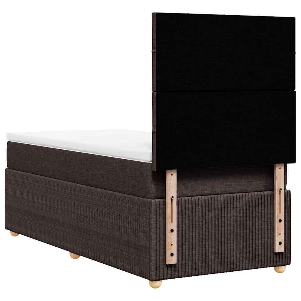 Κρεβάτι Boxspring με Στρώμα Σκούρο Καφέ 80x200 εκ. Υφασμάτινο - Pakobazaar
