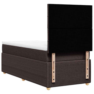 Κρεβάτι Boxspring με Στρώμα Σκούρο Καφέ 80x200 εκ. Υφασμάτινο - Pakobazaar