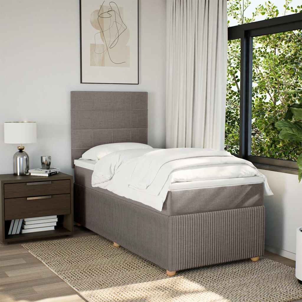 Κρεβάτι Boxspring με Στρώμα Taupe 80x200 εκ. Υφασμάτινο - Pakobazaar