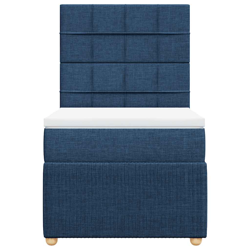 Κρεβάτι Boxspring με Στρώμα Μπλε 80x200 εκ. Υφασμάτινο