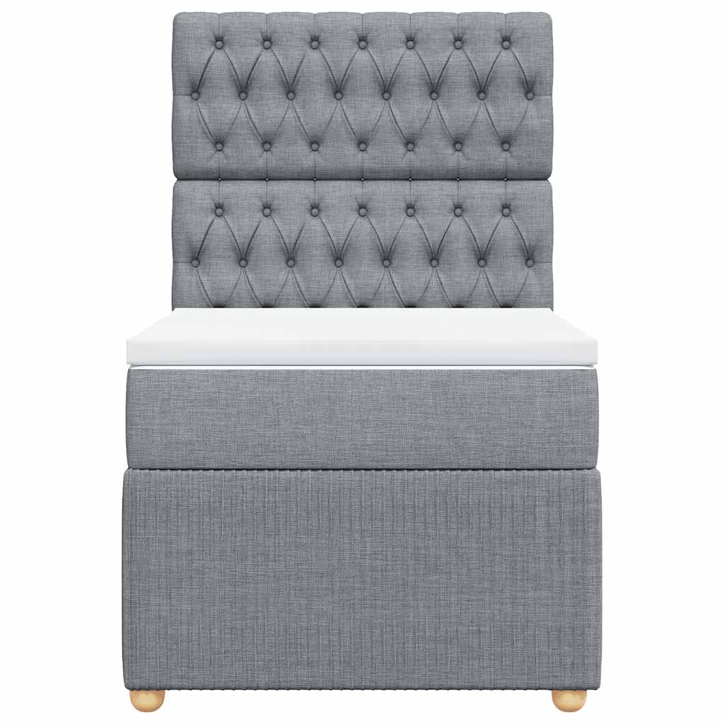 Κρεβάτι Boxspring με Στρώμα Ανοιχτό Γκρι 80x200 εκ. Υφασμάτινο - Pakobazaar