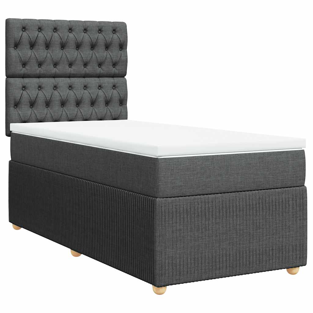 Κρεβάτι Boxspring με Στρώμα Σκούρο Γκρι 80x200 εκ. Υφασμάτινο - Pakobazaar