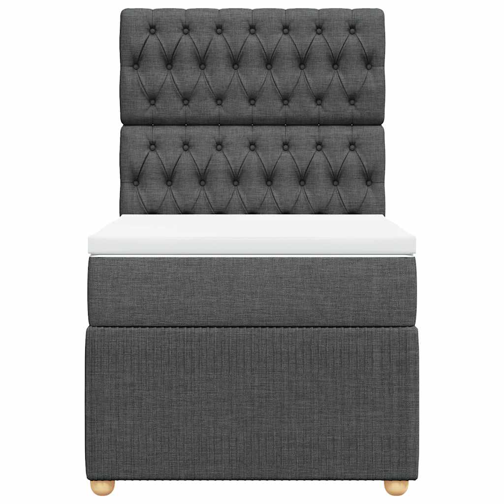 Κρεβάτι Boxspring με Στρώμα Σκούρο Γκρι 80x200 εκ. Υφασμάτινο - Pakobazaar