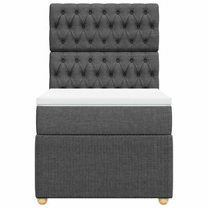 Κρεβάτι Boxspring με Στρώμα Σκούρο Γκρι 80x200 εκ. Υφασμάτινο - Pakobazaar
