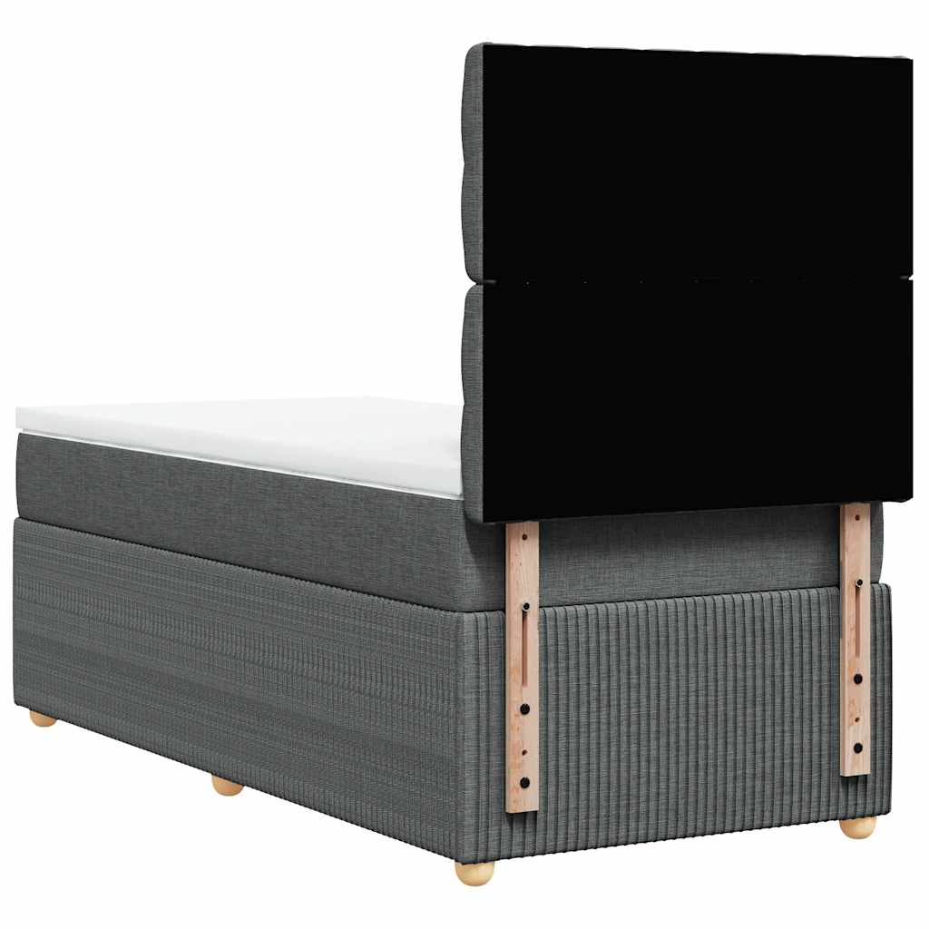 Κρεβάτι Boxspring με Στρώμα Σκούρο Γκρι 80x200 εκ. Υφασμάτινο - Pakobazaar