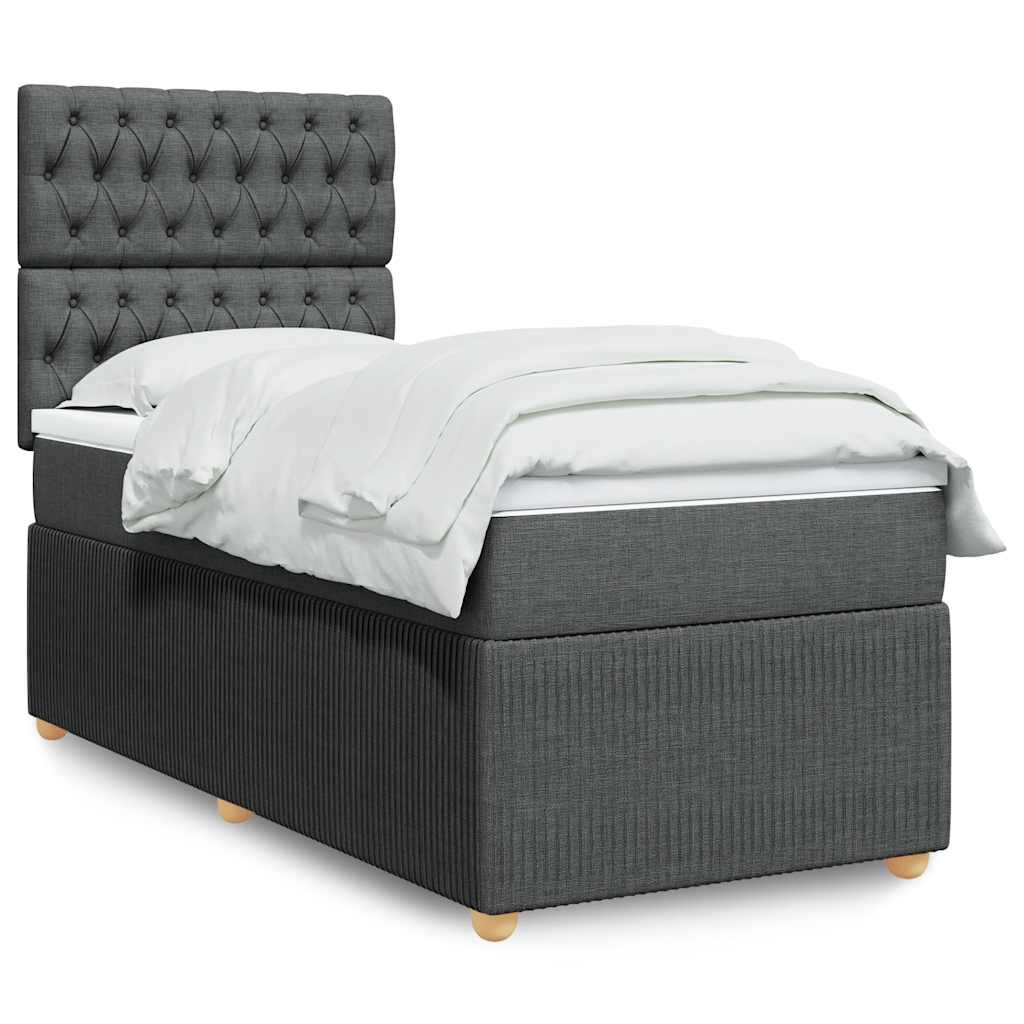 Κρεβάτι Boxspring με Στρώμα Σκούρο Γκρι 80x200 εκ. Υφασμάτινο - Pakobazaar