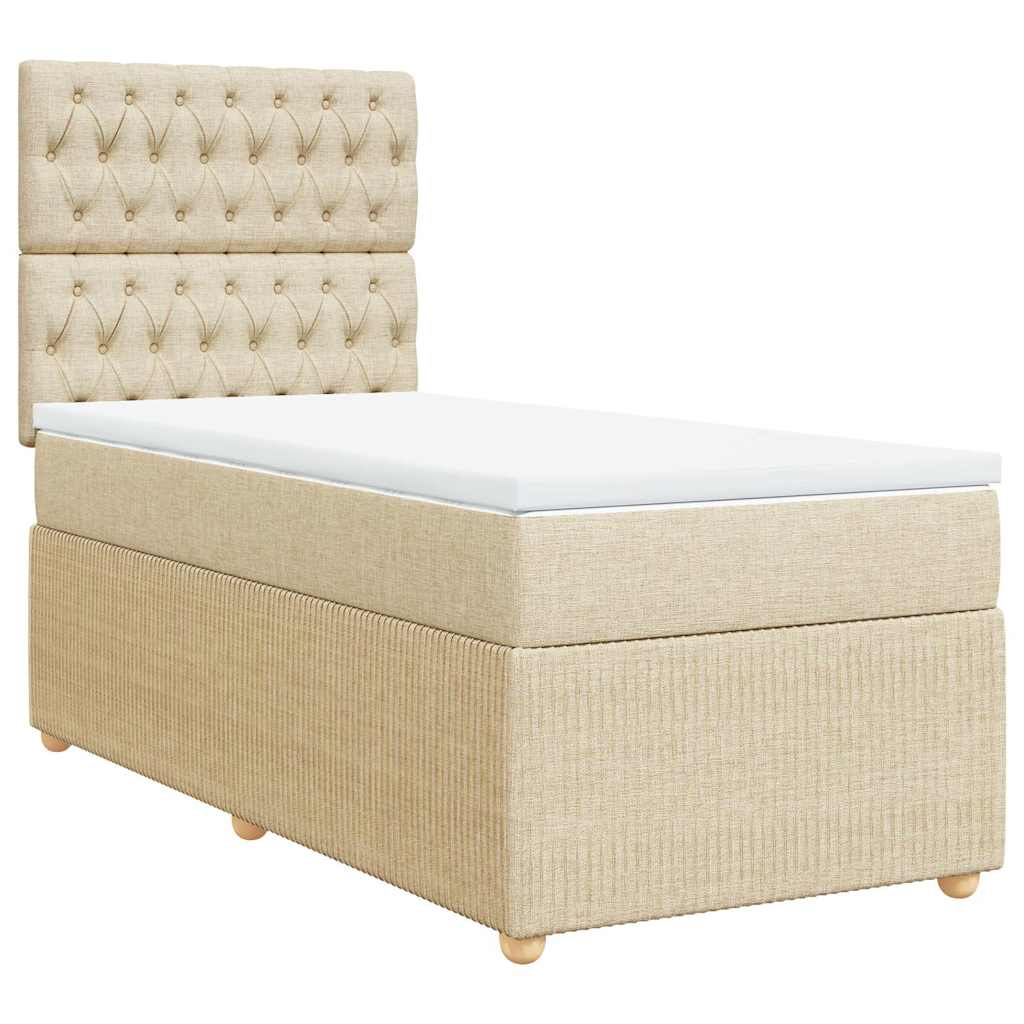 Κρεβάτι Boxspring με Στρώμα Κρεμ 80 x 200 εκ. Υφασμάτινο