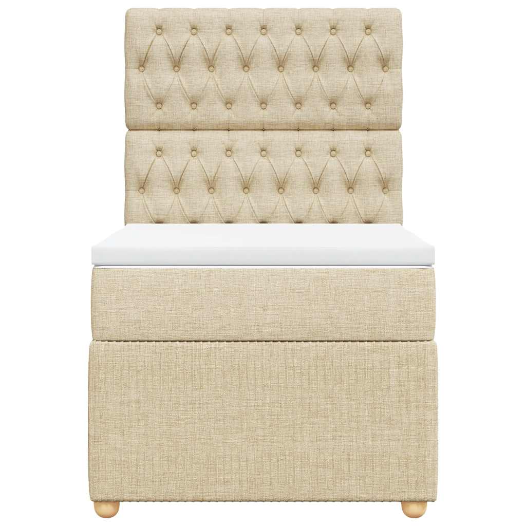 Κρεβάτι Boxspring με Στρώμα Κρεμ 80 x 200 εκ. Υφασμάτινο