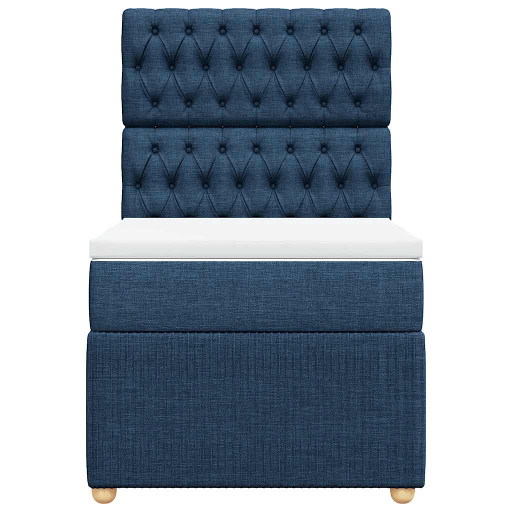 Κρεβάτι Boxspring με Στρώμα Μπλε 80x200 εκ. Υφασμάτινο - Pakobazaar