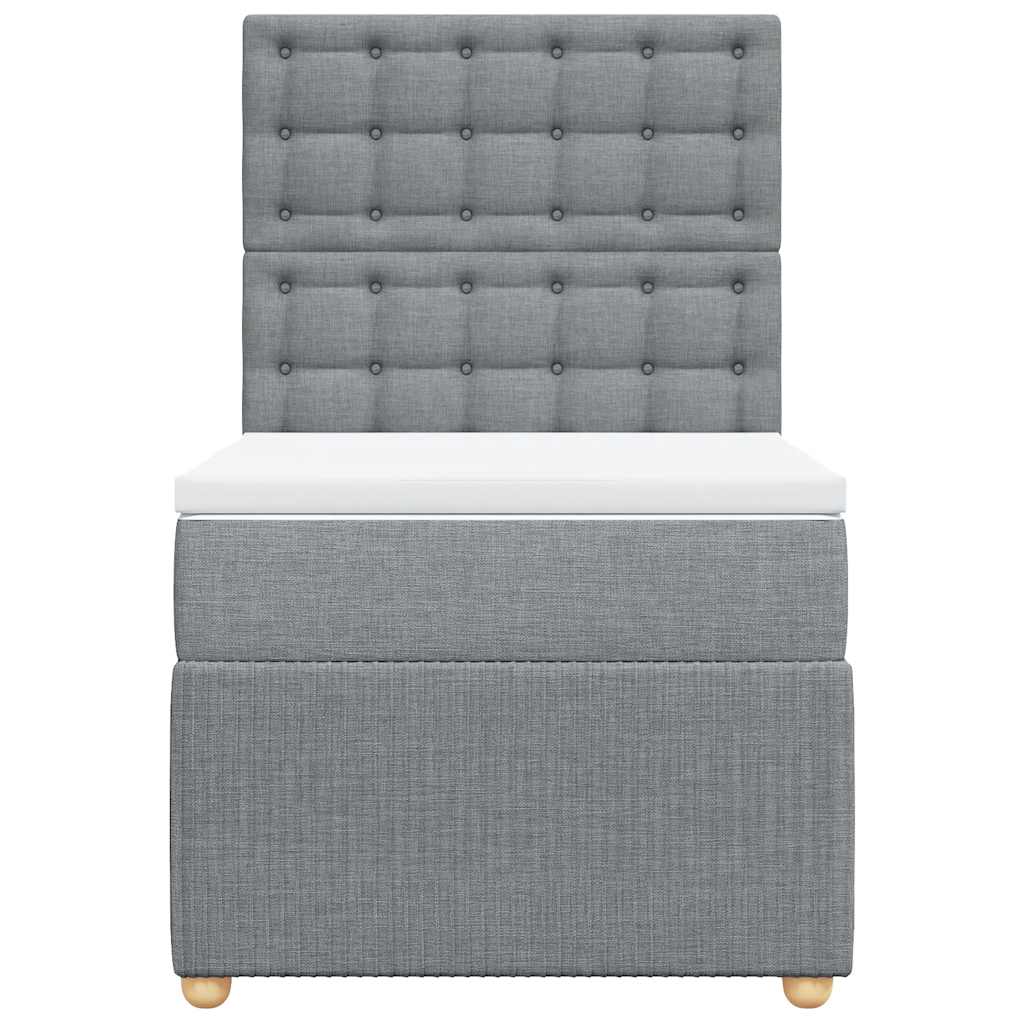 Κρεβάτι Boxspring με Στρώμα Ανοιχτό Γκρι 80x200 εκ. Υφασμάτινο - Pakobazaar