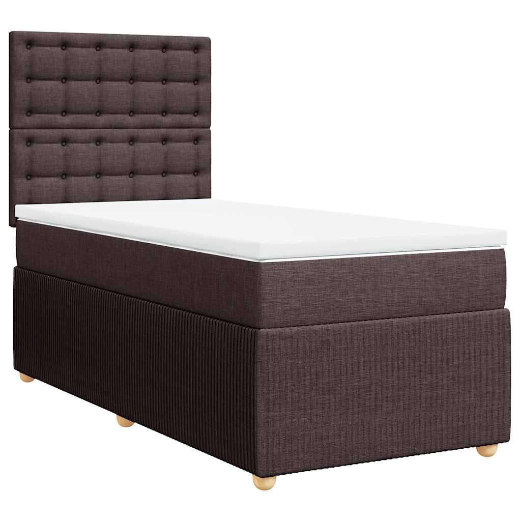 Κρεβάτι Boxspring με Στρώμα Σκούρο Καφέ 80x200 εκ. Υφασμάτινο