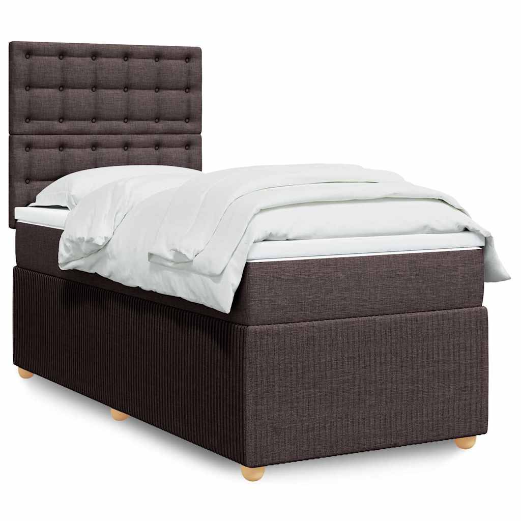 Κρεβάτι Boxspring με Στρώμα Σκούρο Καφέ 80x200 εκ. Υφασμάτινο