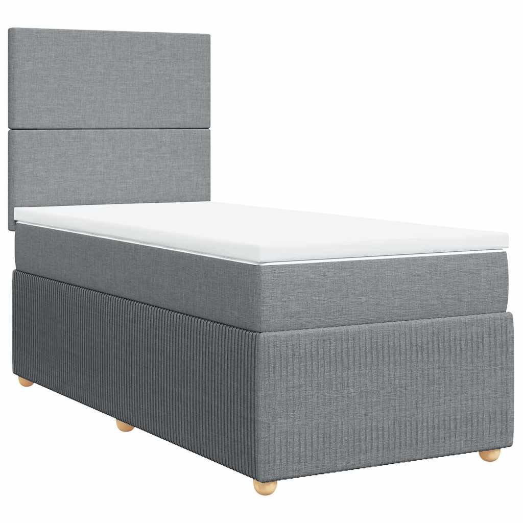 Κρεβάτι Boxspring με Στρώμα Ανοιχτό Γκρι 90x190 εκ. Υφασμάτινο - Pakobazaar