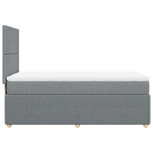 Κρεβάτι Boxspring με Στρώμα Ανοιχτό Γκρι 90x190 εκ. Υφασμάτινο - Pakobazaar