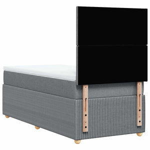 Κρεβάτι Boxspring με Στρώμα Ανοιχτό Γκρι 90x190 εκ. Υφασμάτινο - Pakobazaar