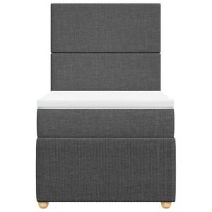 Κρεβάτι Boxspring με Στρώμα Σκούρο Γκρι 90x190 εκ. Υφασμάτινο - Pakobazaar