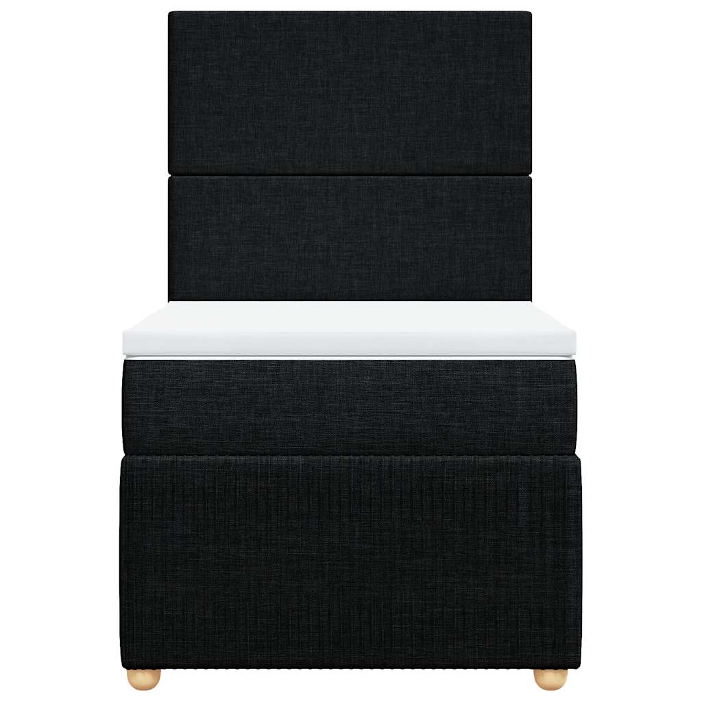 Κρεβάτι Boxspring με Στρώμα Μαύρο 90x190 εκ.Υφασμάτινο - Pakobazaar