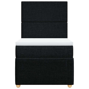 Κρεβάτι Boxspring με Στρώμα Μαύρο 90x190 εκ.Υφασμάτινο - Pakobazaar