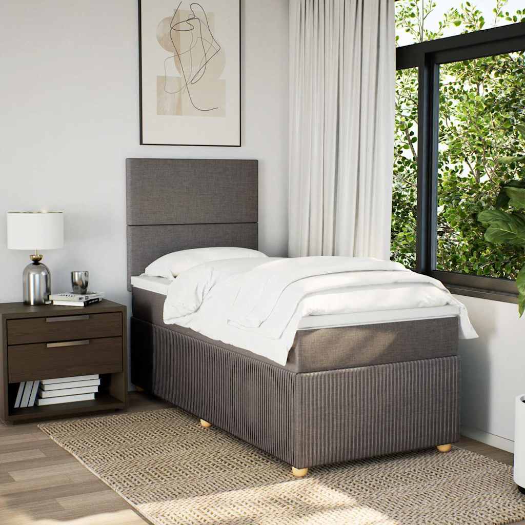 Κρεβάτι Boxspring με Στρώμα Taupe 90x190 εκ.Υφασμάτινο