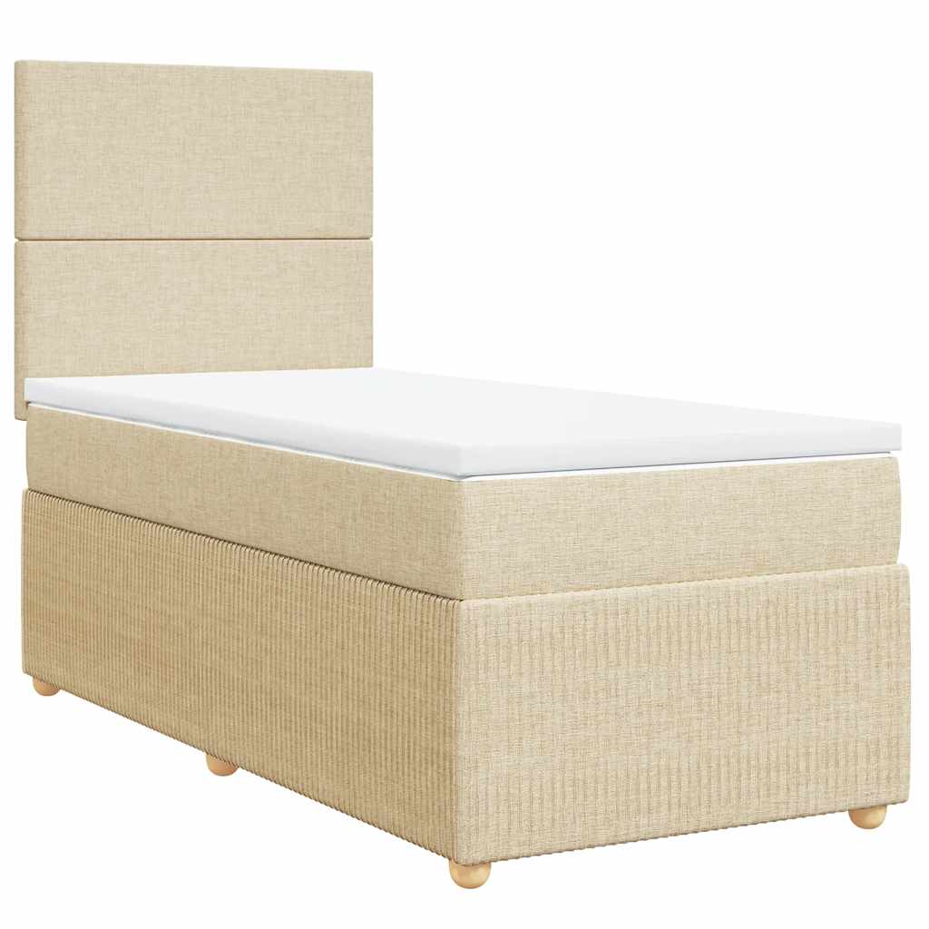Κρεβάτι Boxspring με Στρώμα Κρεμ 90x190 εκ.Υφασμάτινο