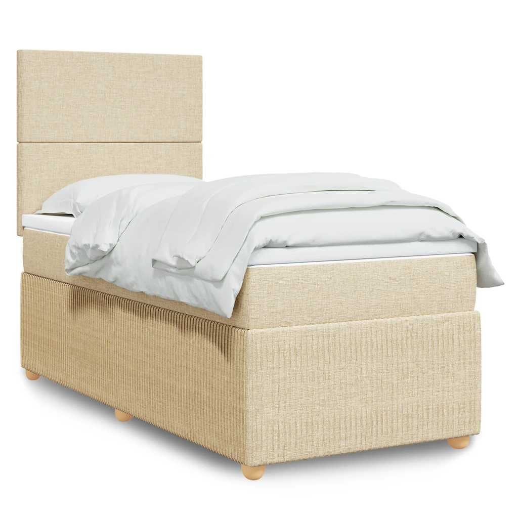 Κρεβάτι Boxspring με Στρώμα Κρεμ 90x190 εκ.Υφασμάτινο