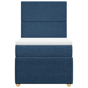 Κρεβάτι Boxspring με Στρώμα Μπλε 90x190 εκ.Υφασμάτινο