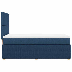 Κρεβάτι Boxspring με Στρώμα Μπλε 90x190 εκ.Υφασμάτινο