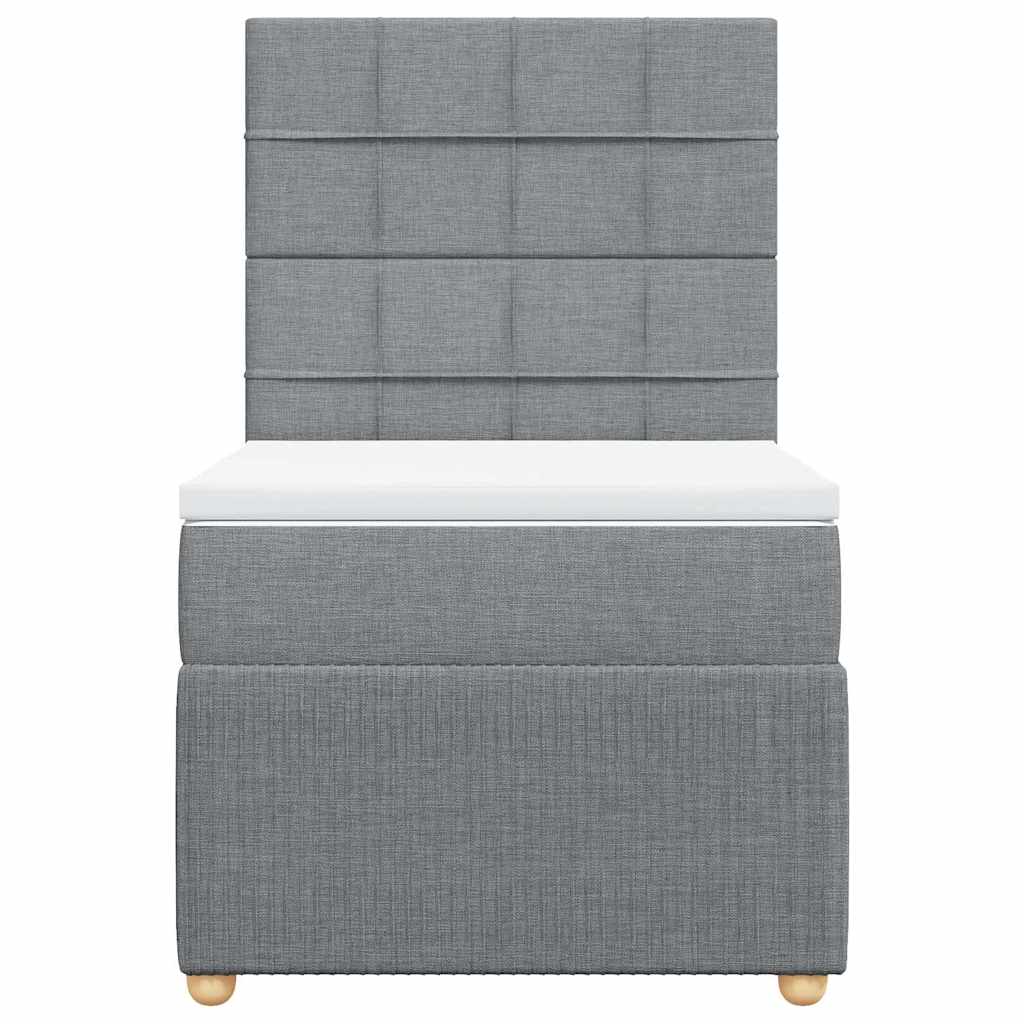 Κρεβάτι Boxspring με Στρώμα Ανοιχτό Γκρι 90x190 εκ. Υφασμάτινο - Pakobazaar