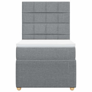 Κρεβάτι Boxspring με Στρώμα Ανοιχτό Γκρι 90x190 εκ. Υφασμάτινο - Pakobazaar