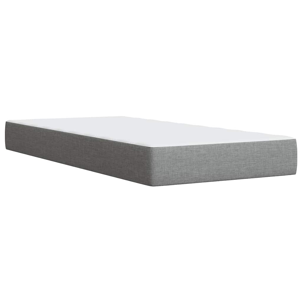 Κρεβάτι Boxspring με Στρώμα Ανοιχτό Γκρι 90x190 εκ. Υφασμάτινο - Pakobazaar