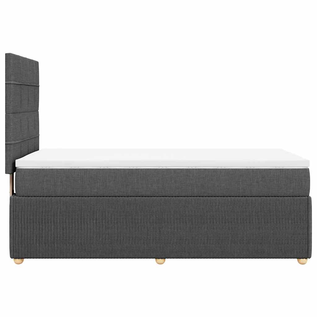 Κρεβάτι Boxspring με Στρώμα Σκούρο Γκρι 90x190 εκ. Υφασμάτινο