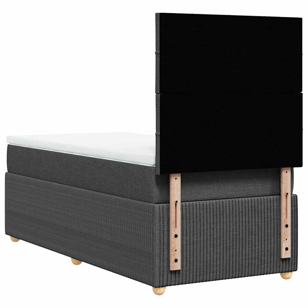 Κρεβάτι Boxspring με Στρώμα Σκούρο Γκρι 90x190 εκ. Υφασμάτινο