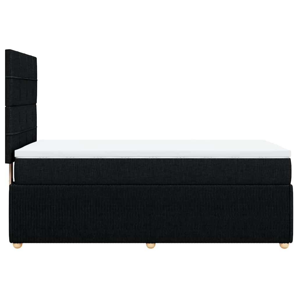 Κρεβάτι Boxspring με Στρώμα Μαύρο 90x190 εκ.Υφασμάτινο - Pakobazaar