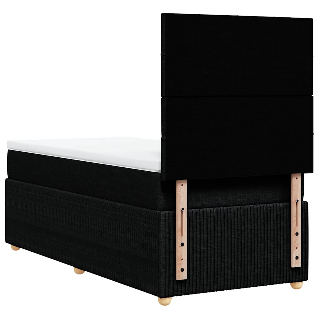 Κρεβάτι Boxspring με Στρώμα Μαύρο 90x190 εκ.Υφασμάτινο - Pakobazaar