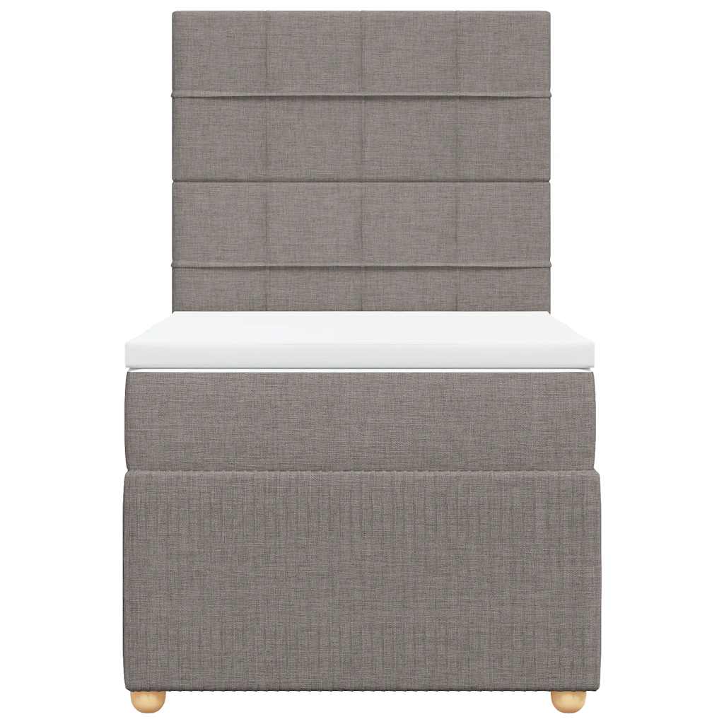 Κρεβάτι Boxspring με Στρώμα Taupe 90x190 εκ.Υφασμάτινο - Pakobazaar
