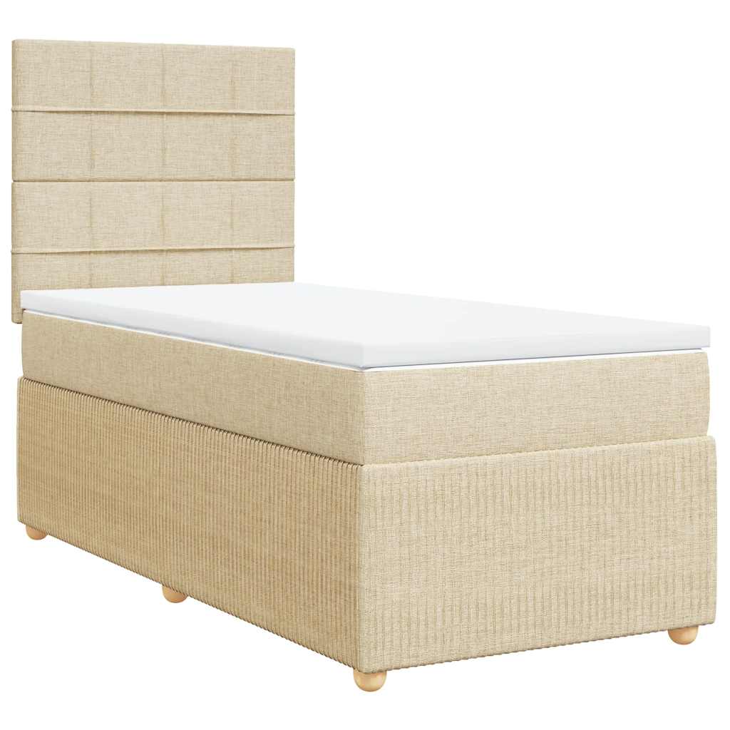 Κρεβάτι Boxspring με Στρώμα Κρεμ 90x190 εκ.Υφασμάτινο