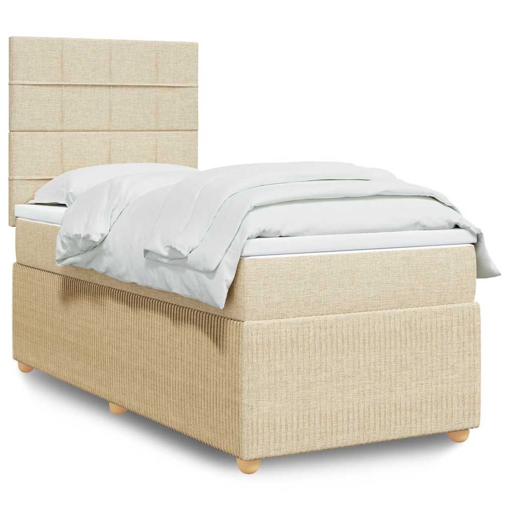 Κρεβάτι Boxspring με Στρώμα Κρεμ 90x190 εκ.Υφασμάτινο