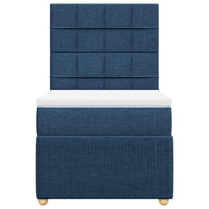 Κρεβάτι Boxspring με Στρώμα Μπλε 90x190 εκ.Υφασμάτινο