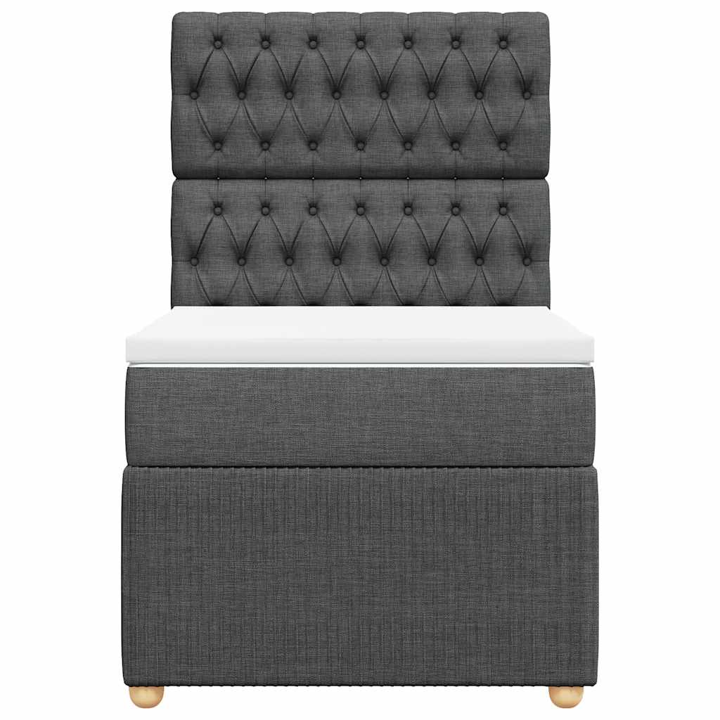 Κρεβάτι Boxspring με Στρώμα Σκούρο Γκρι 90x190 εκ. Υφασμάτινο - Pakobazaar