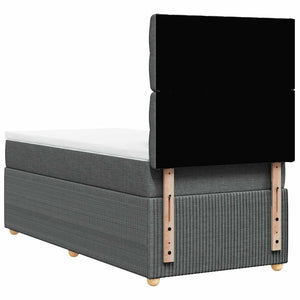Κρεβάτι Boxspring με Στρώμα Σκούρο Γκρι 90x190 εκ. Υφασμάτινο - Pakobazaar