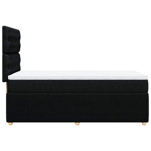Κρεβάτι Boxspring με Στρώμα Μαύρο 90x190 εκ.Υφασμάτινο