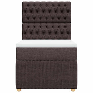 Κρεβάτι Boxspring με Στρώμα Σκούρο Καφέ 90x190 εκ. Υφασμάτινο