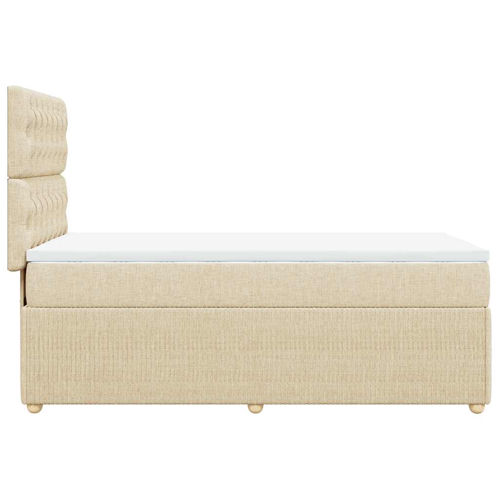 Κρεβάτι Boxspring με Στρώμα Κρεμ 90x190 εκ.Υφασμάτινο - Pakobazaar