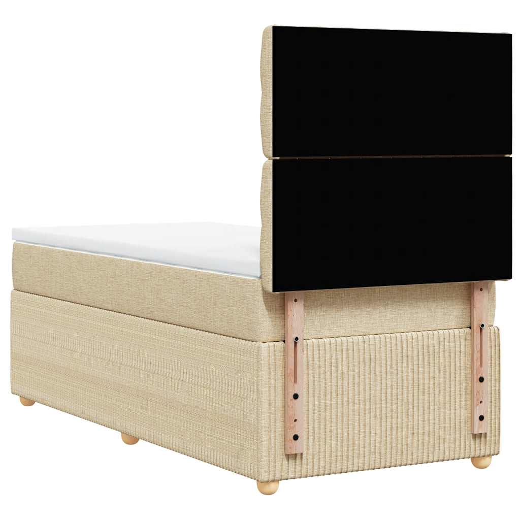 Κρεβάτι Boxspring με Στρώμα Κρεμ 90x190 εκ.Υφασμάτινο - Pakobazaar