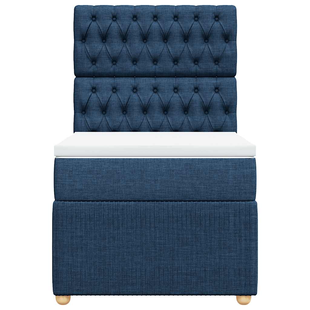 Κρεβάτι Boxspring με Στρώμα Μπλε 90x190 εκ.Υφασμάτινο