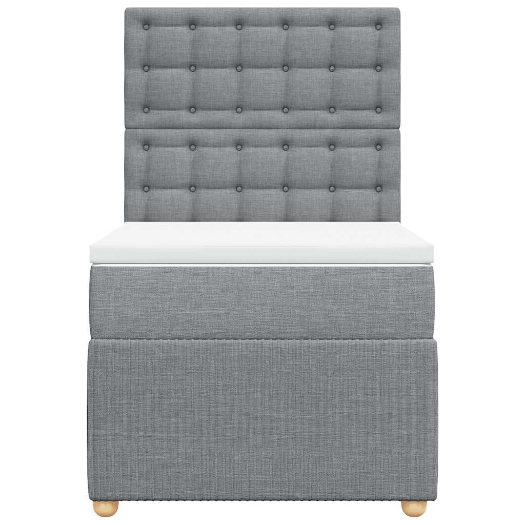 Κρεβάτι Boxspring με Στρώμα Ανοιχτό Γκρι 90x190 εκ. Υφασμάτινο - Pakobazaar