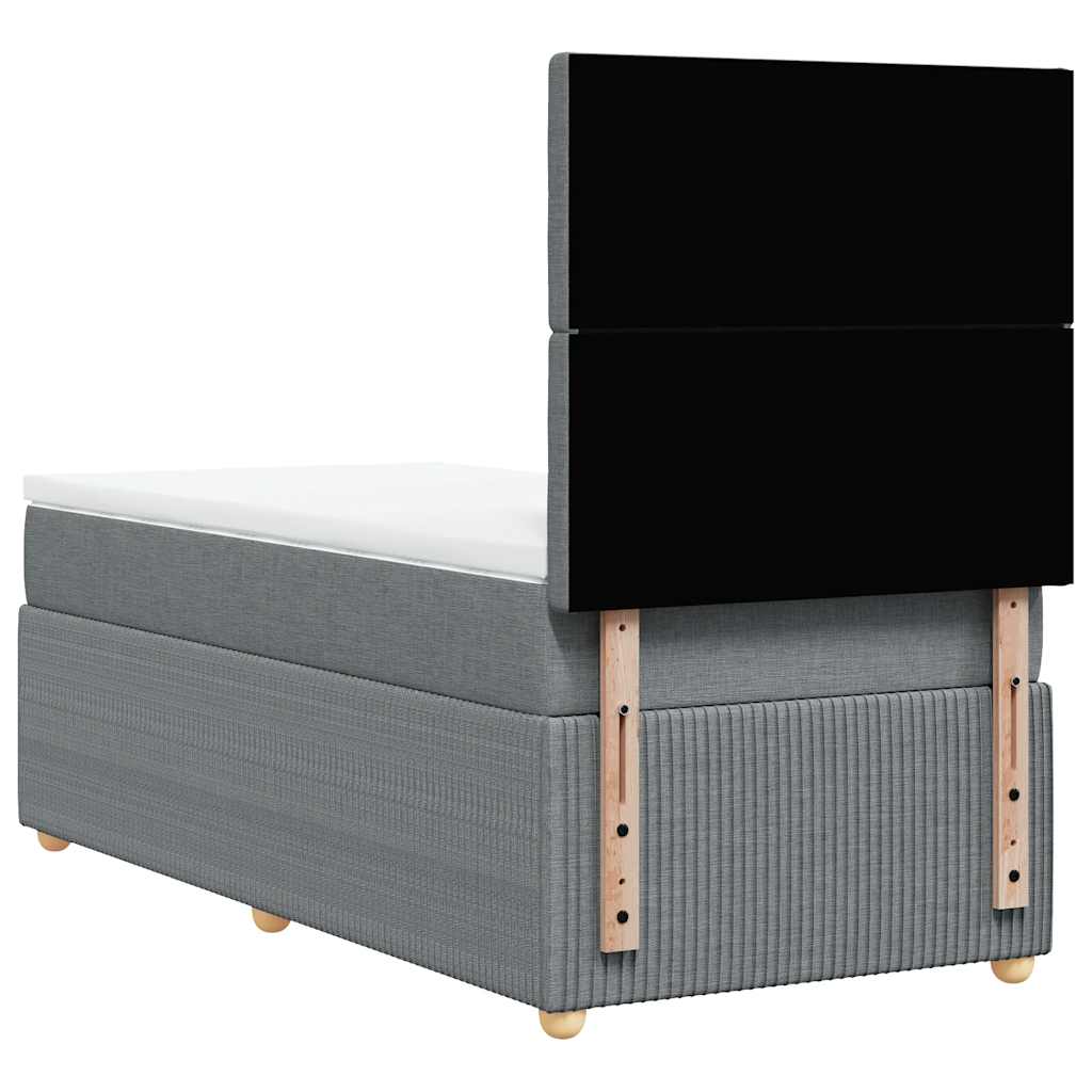 Κρεβάτι Boxspring με Στρώμα Ανοιχτό Γκρι 90x190 εκ. Υφασμάτινο - Pakobazaar