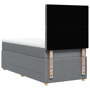 Κρεβάτι Boxspring με Στρώμα Ανοιχτό Γκρι 90x190 εκ. Υφασμάτινο - Pakobazaar
